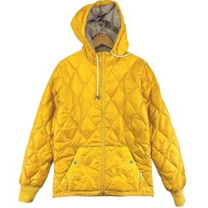 Burton Dryride Women's Size M Yellow Quilted Down Puffer Jacket Hooded Full Zip